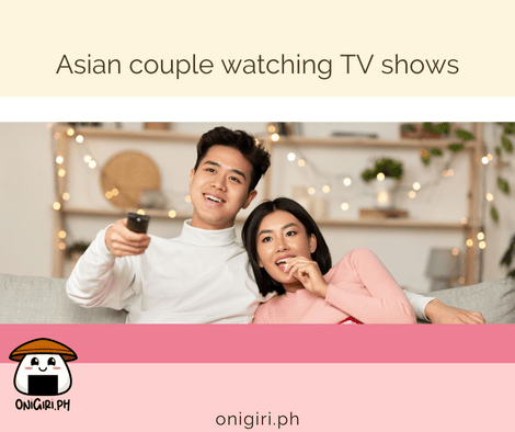 japanese entertainment asian couple watching Tv shows